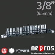 NEPROS 네프로스 3/8인치 6각 세미롱 핸드소켓세트 복스 ( 12PCS ) NTB3M12A